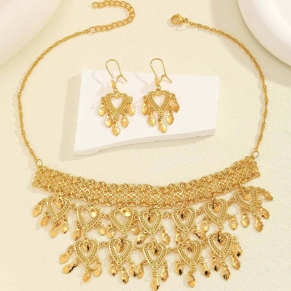 Royal Golden Heart Charm Jewelry Set
