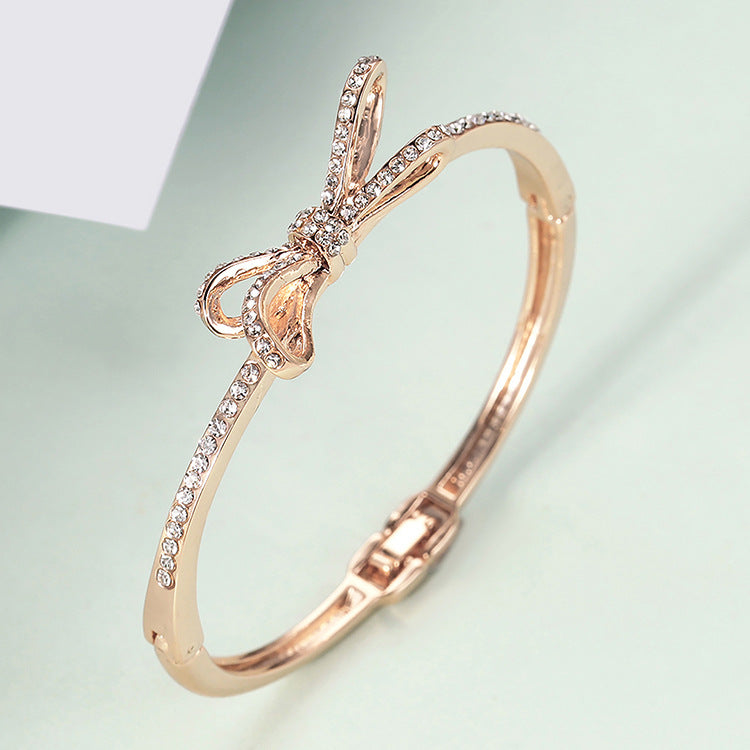 Premium Rose Gold Crystal Bow Bracelet