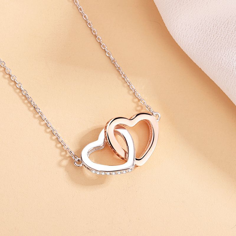 Soulmate Double Heart Silver Necklace
