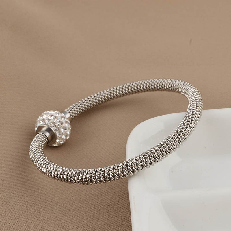 Luxury Gold Mesh Diamond Charm Bracelet