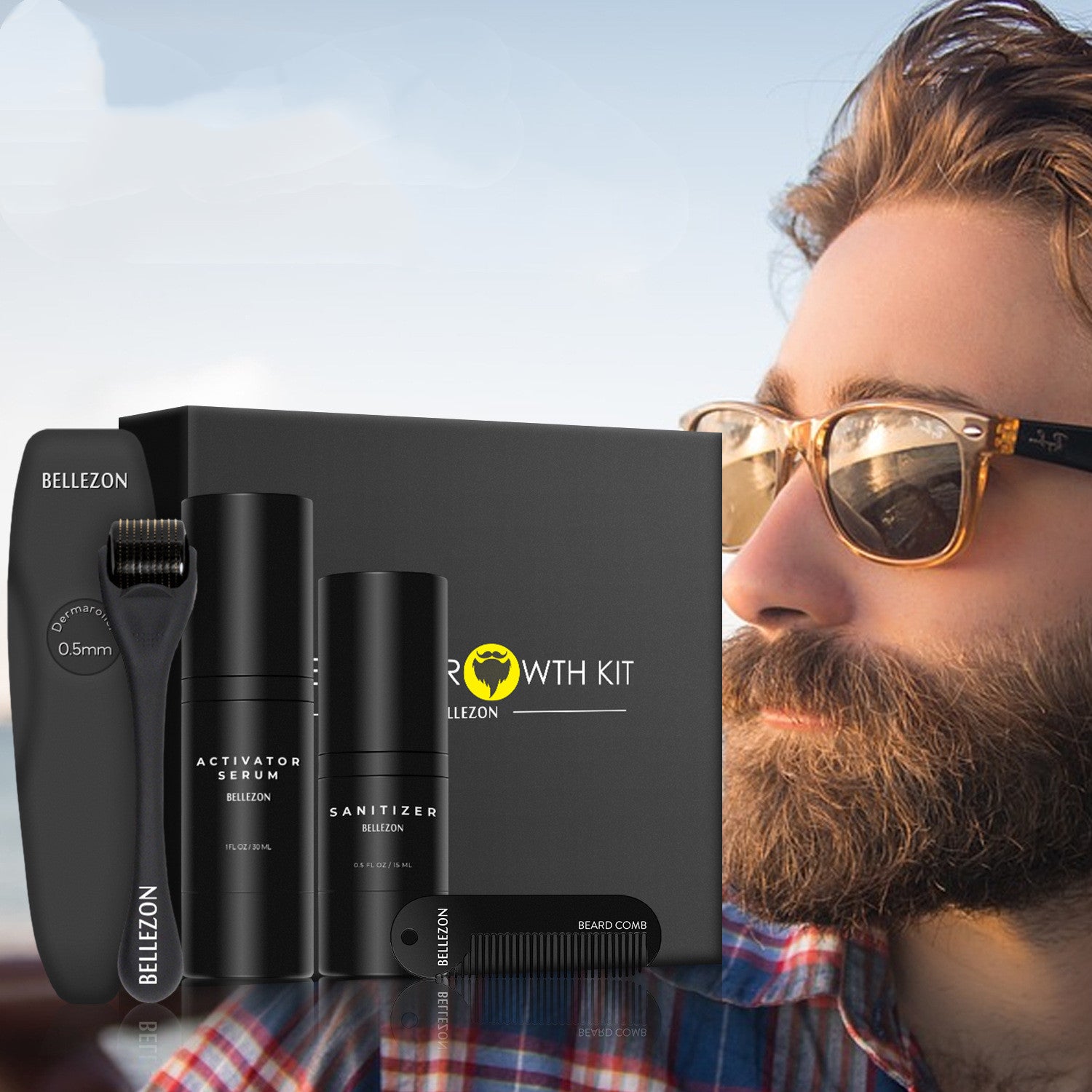 BELLEZON Beard Growth Kit – Advanced Microneedle Beard Growth System