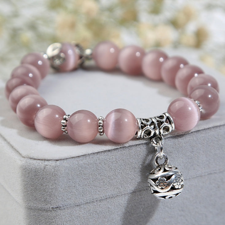 Natural Opal Bead Charm Bracelet