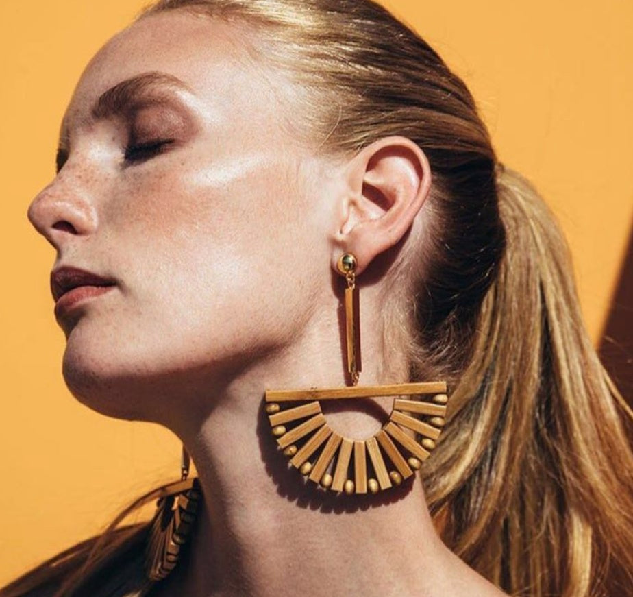 Premium Bamboo-Inspired Geometric Earrings