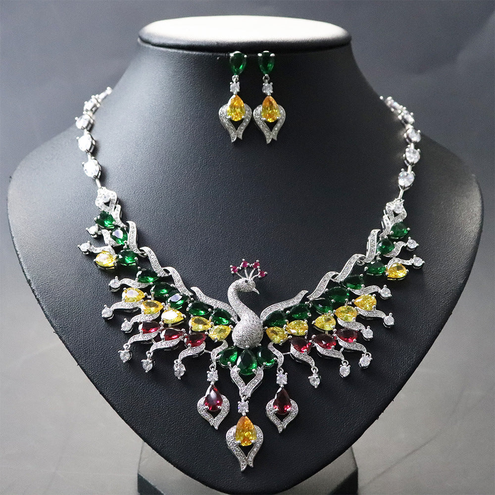 Royal Peacock Multicolor Crystal Jewelry Set