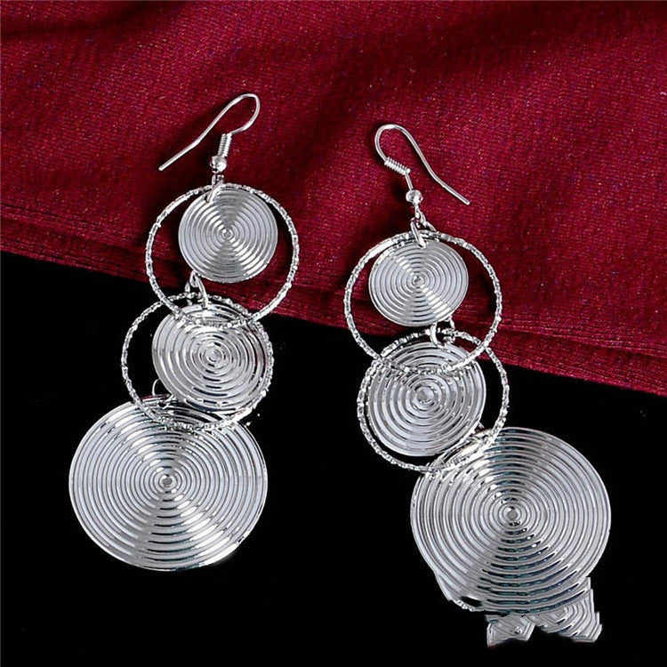 Spiral Circle Geometric Drop Earrings