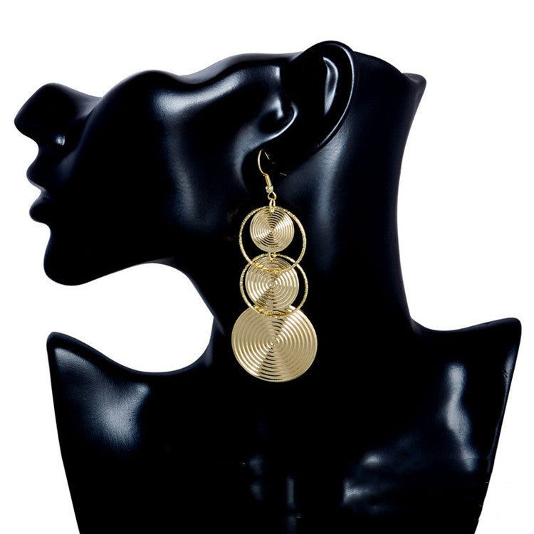 Spiral Circle Geometric Drop Earrings