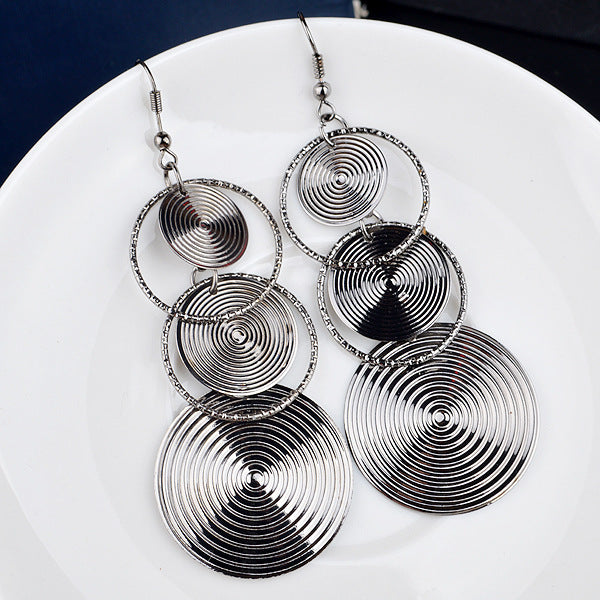 Spiral Circle Geometric Drop Earrings