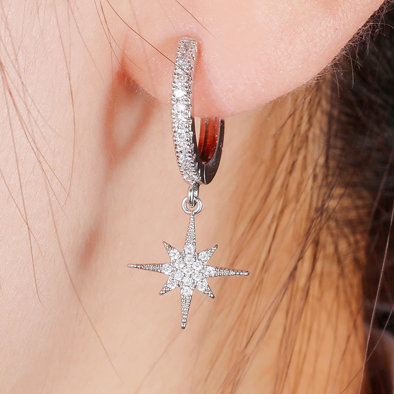 Moon & Star Crystal Hoop Earrings – Shine Like the Night Sky