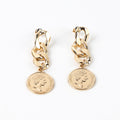 Vintage Queen Coin Chain Earrings – Bold Luxury Statement