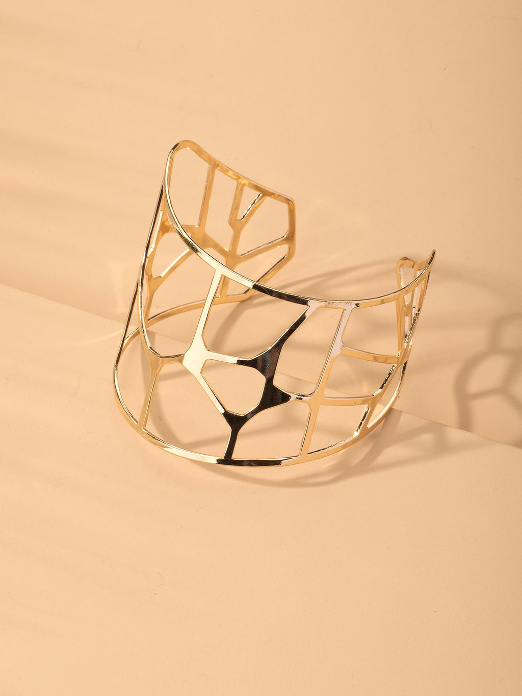 Glossy Gold Open Cuff Statement Bracelet