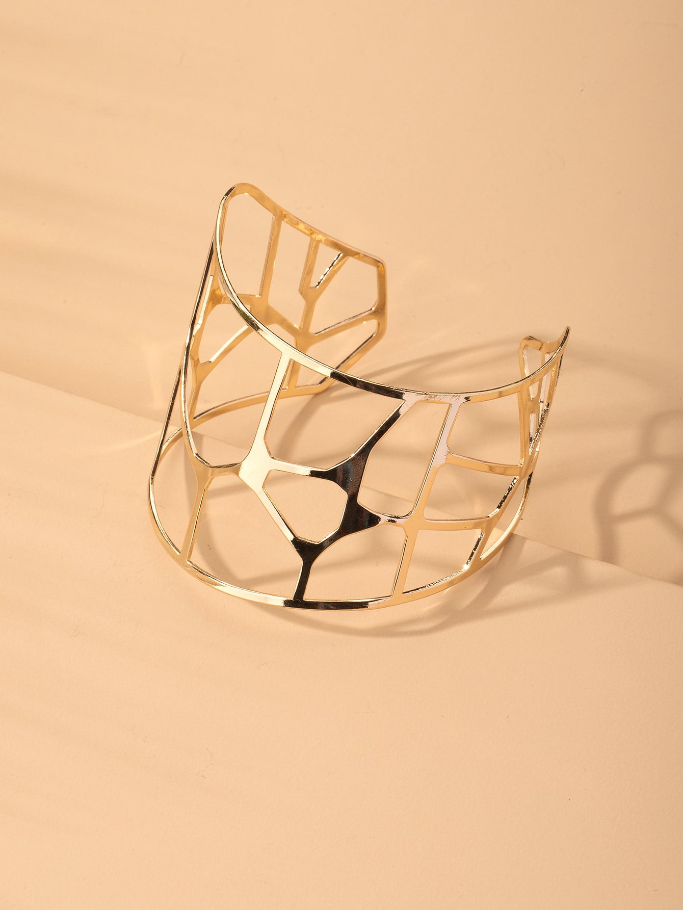 Glossy Gold Open Cuff Statement Bracelet
