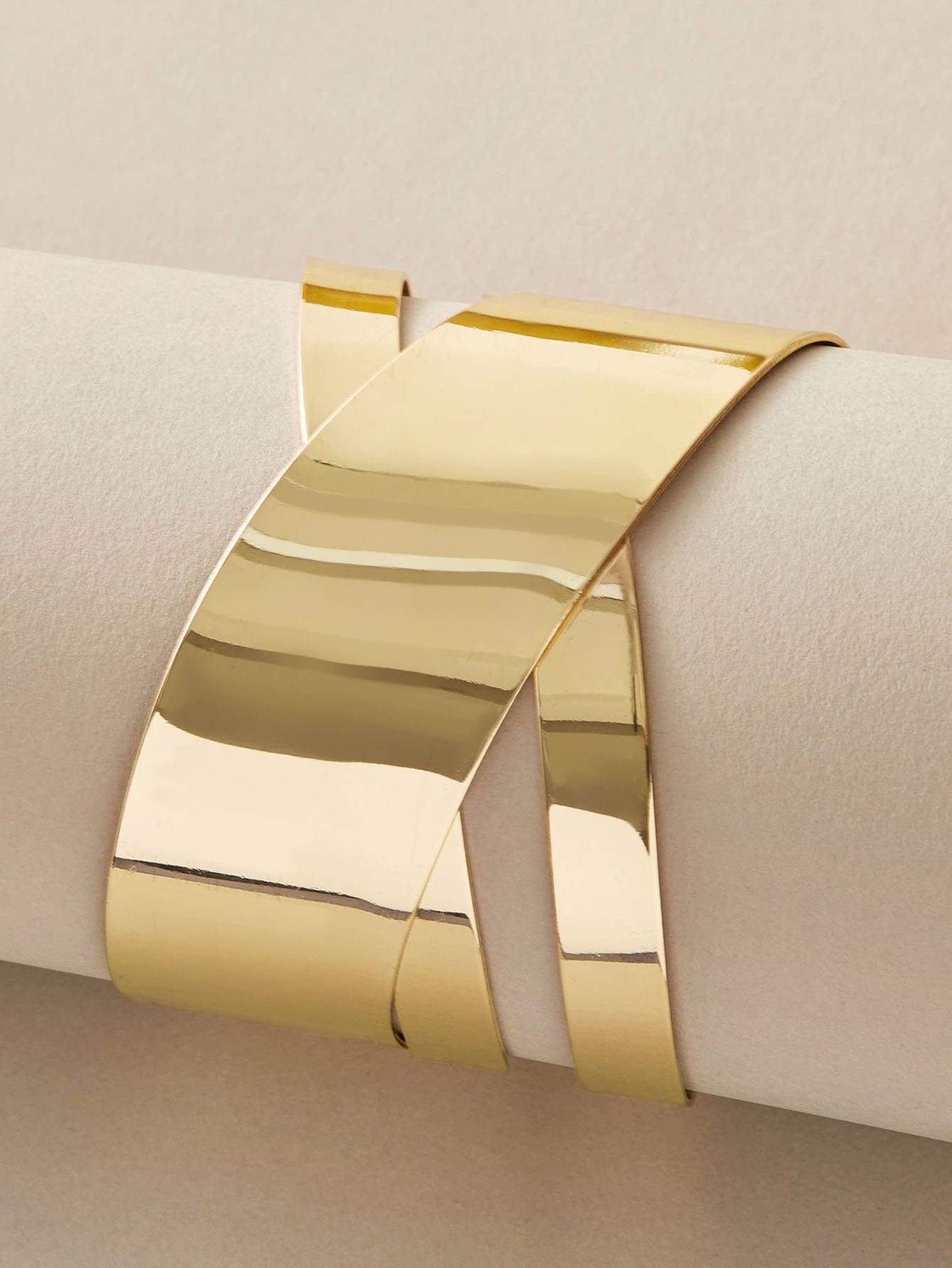 Glossy Gold Open Cuff Statement Bracelet