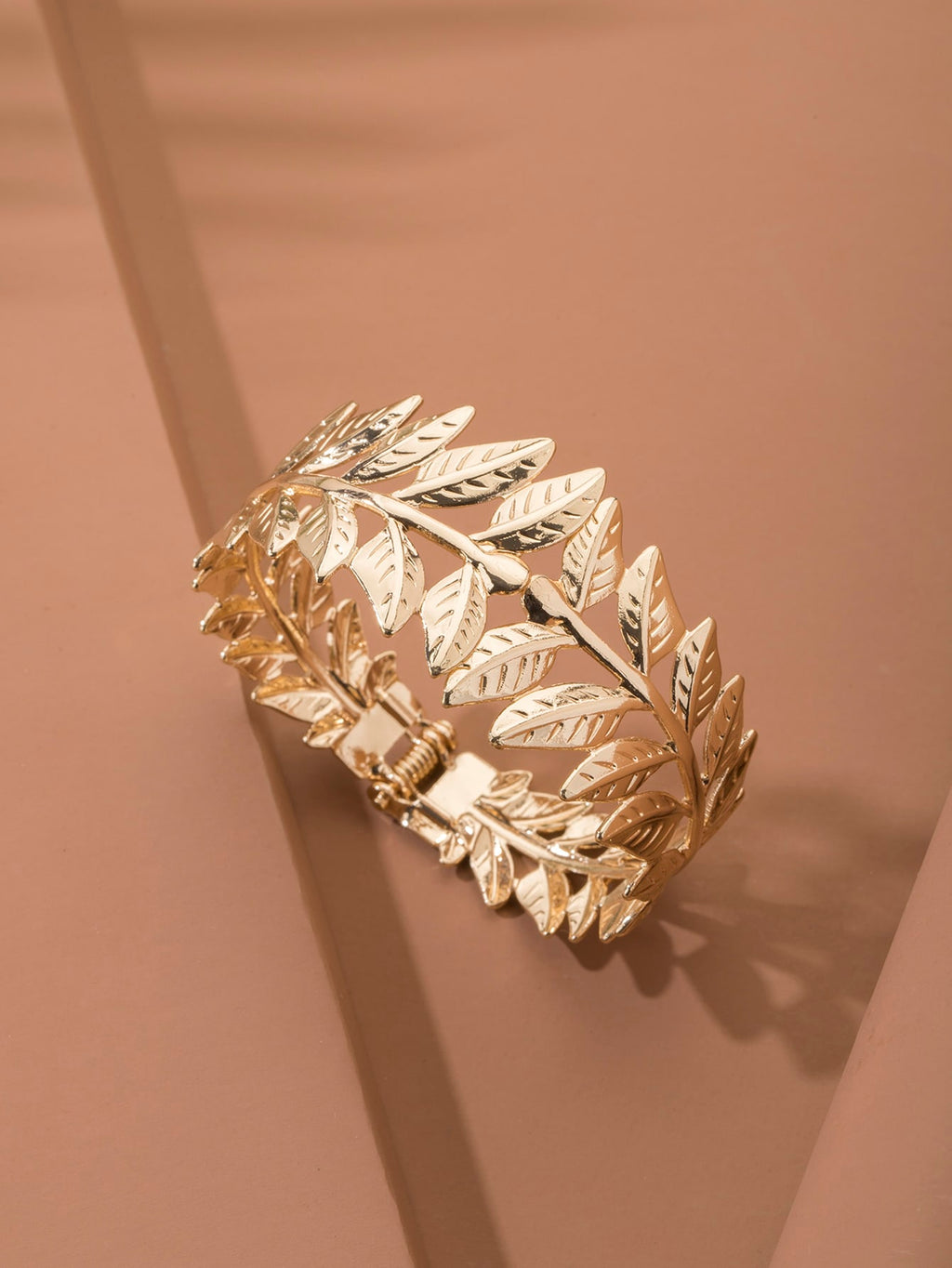 Glossy Gold Open Cuff Statement Bracelet
