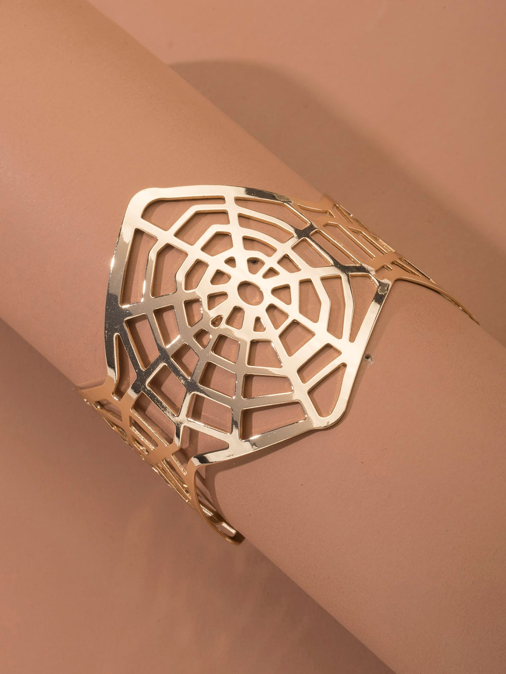 Glossy Gold Open Cuff Statement Bracelet