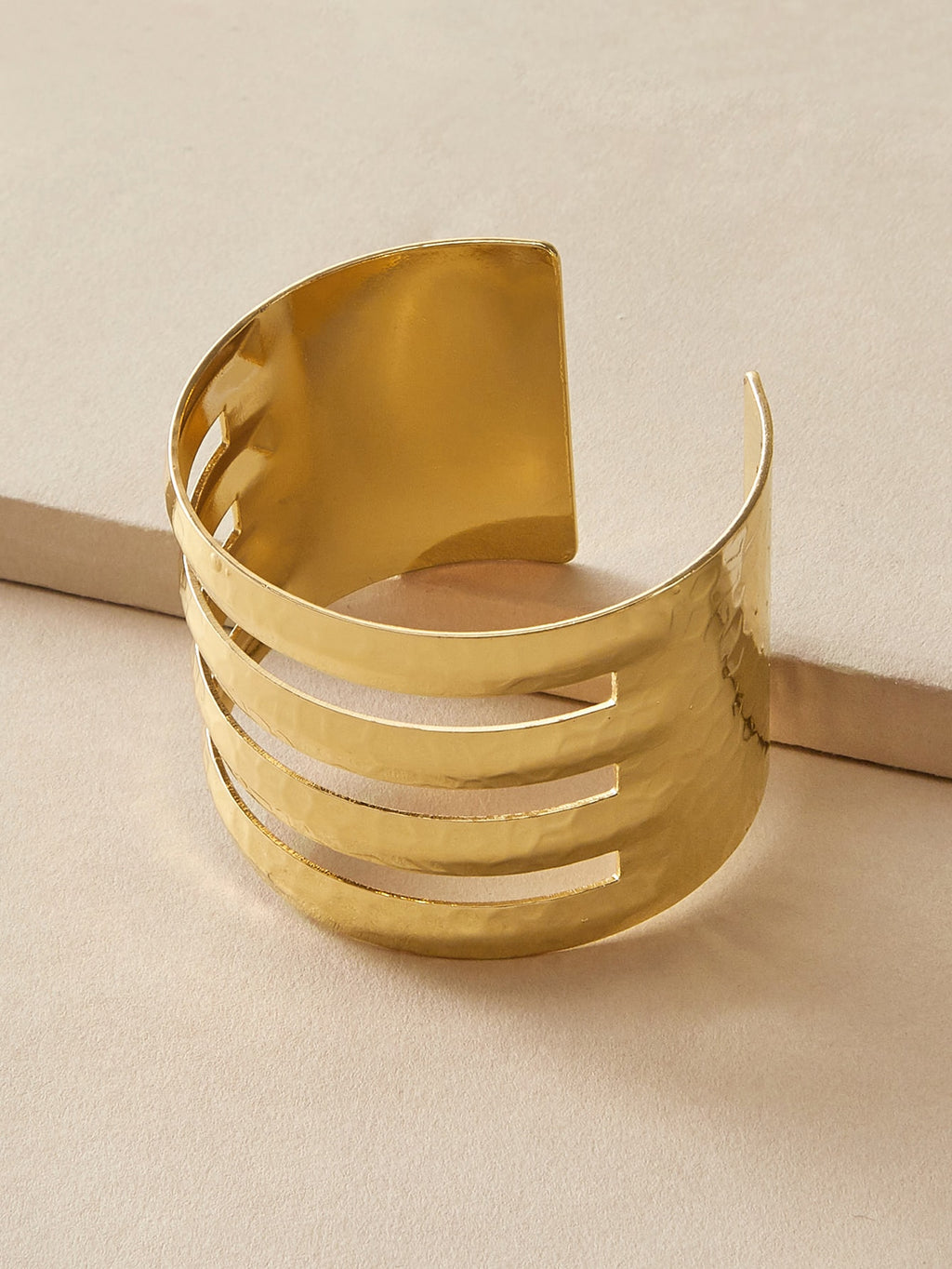 Glossy Gold Open Cuff Statement Bracelet