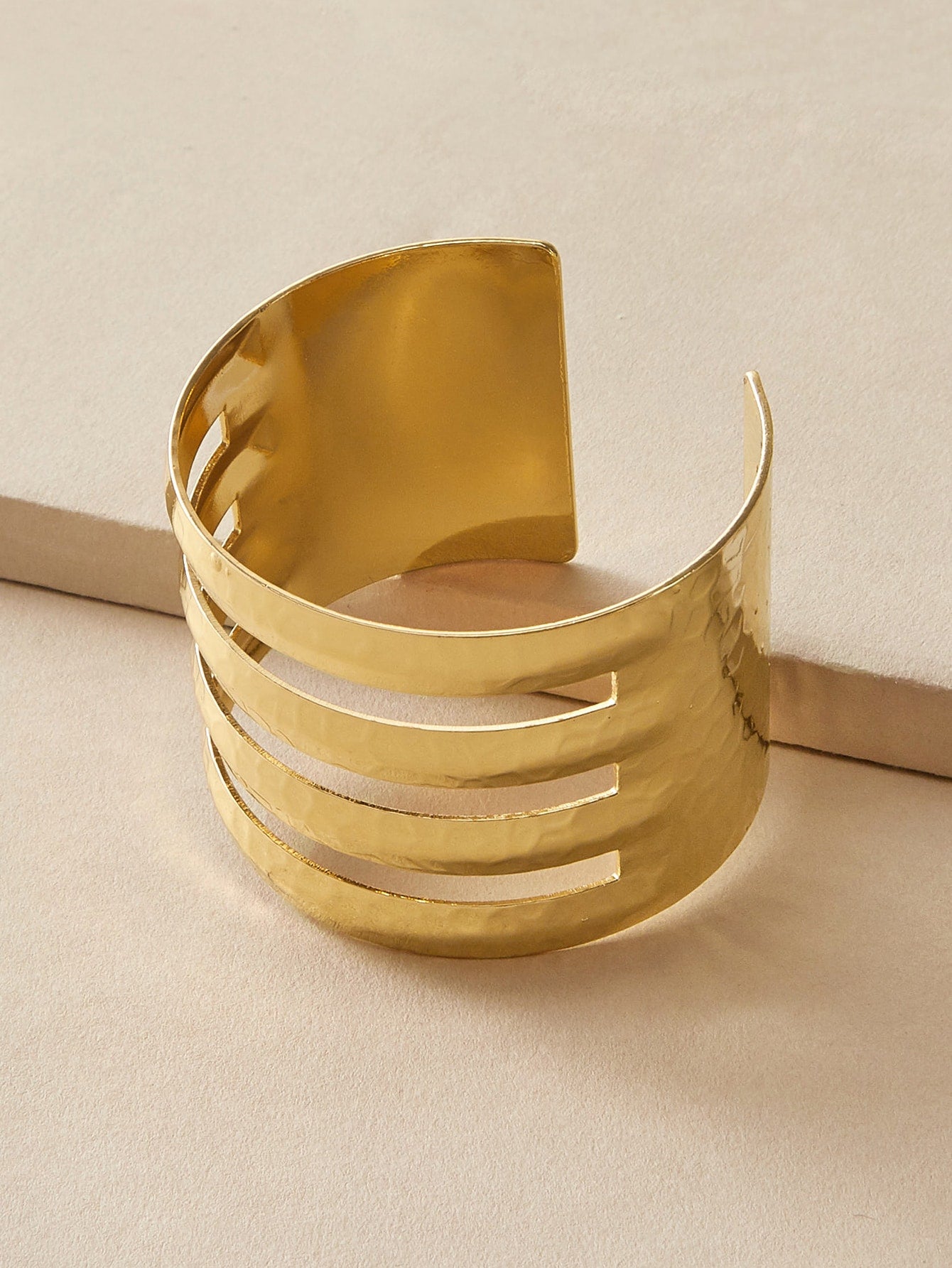 Glossy Gold Open Cuff Statement Bracelet