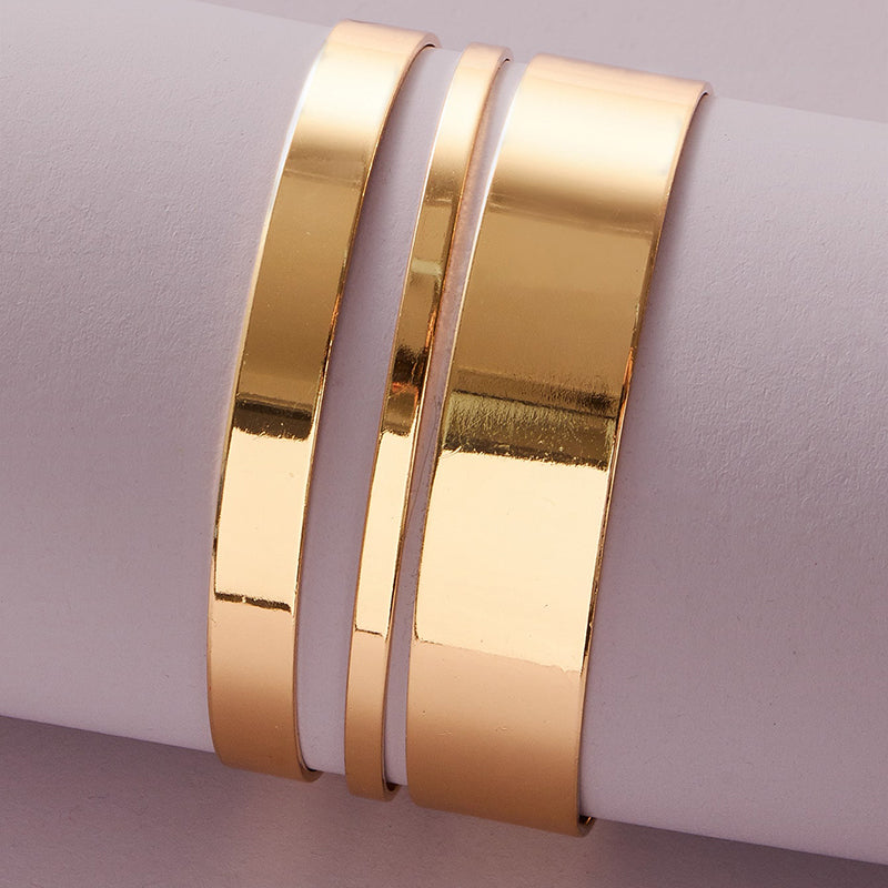Glossy Gold Open Cuff Statement Bracelet