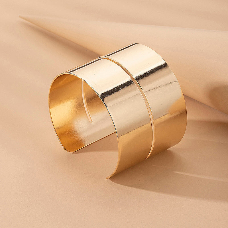 Glossy Gold Open Cuff Statement Bracelet
