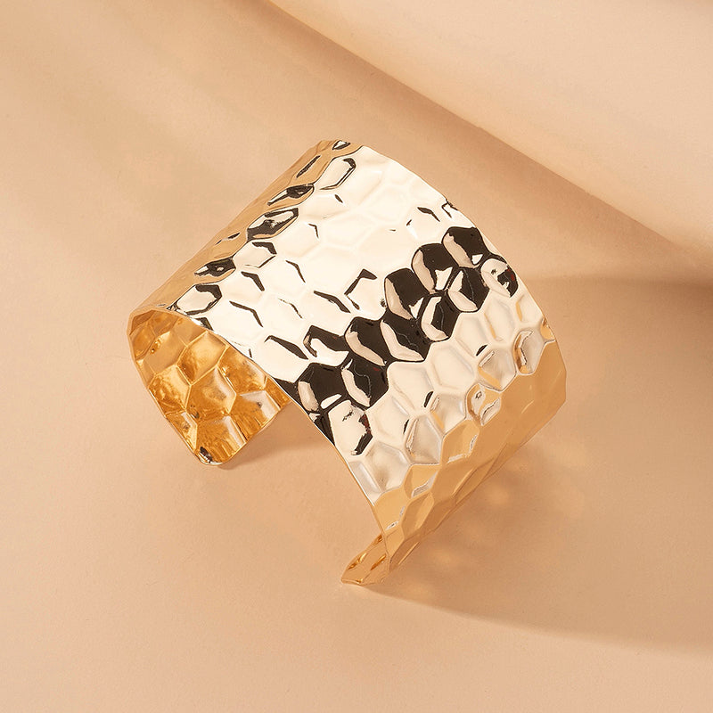 Glossy Gold Open Cuff Statement Bracelet