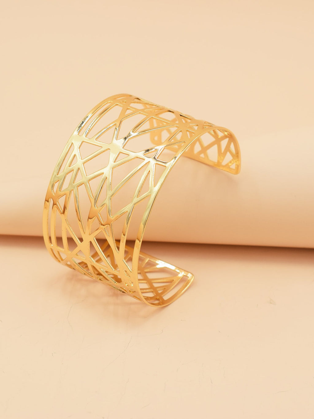 Glossy Gold Open Cuff Statement Bracelet
