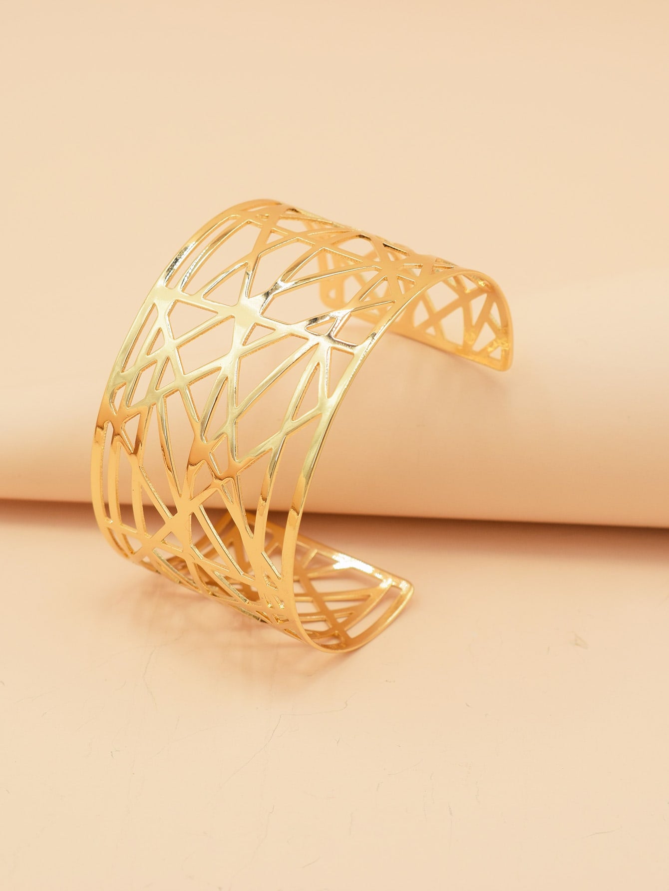 Glossy Gold Open Cuff Statement Bracelet
