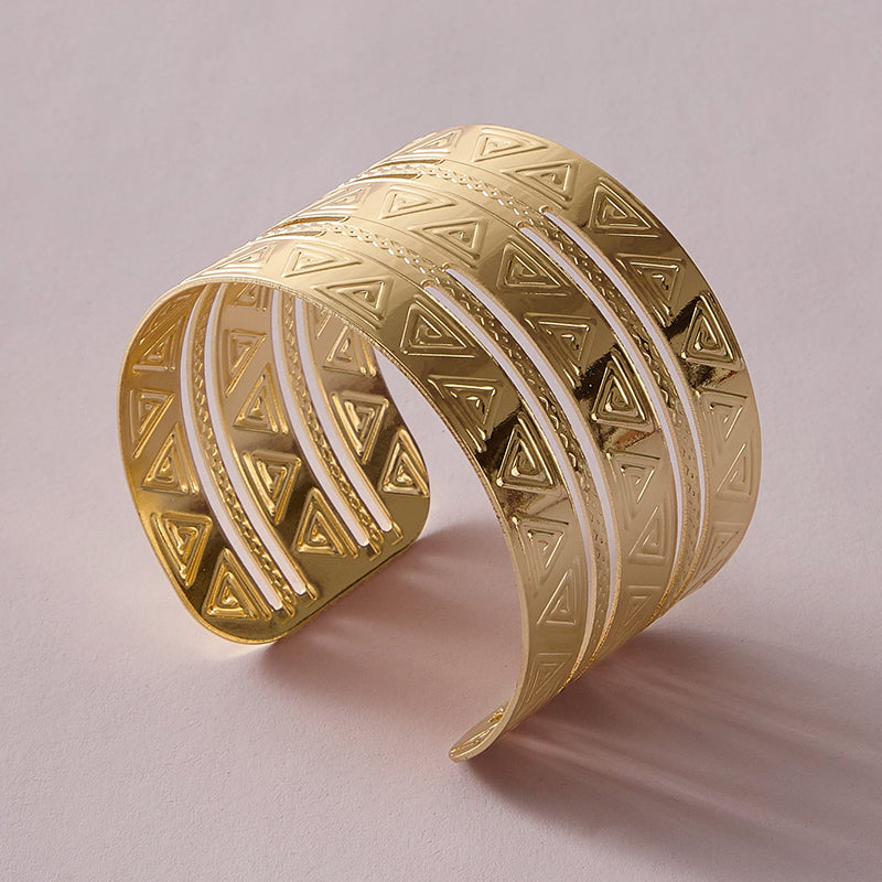 Glossy Gold Open Cuff Statement Bracelet