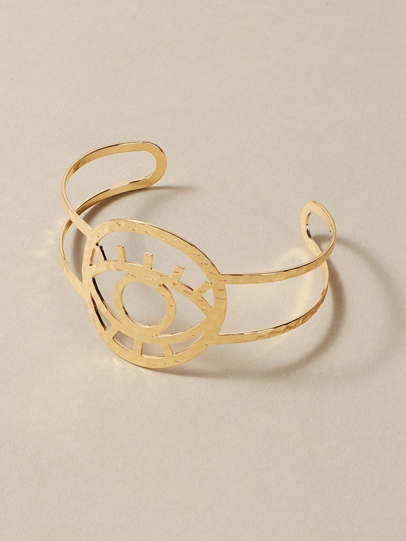 Glossy Gold Open Cuff Statement Bracelet