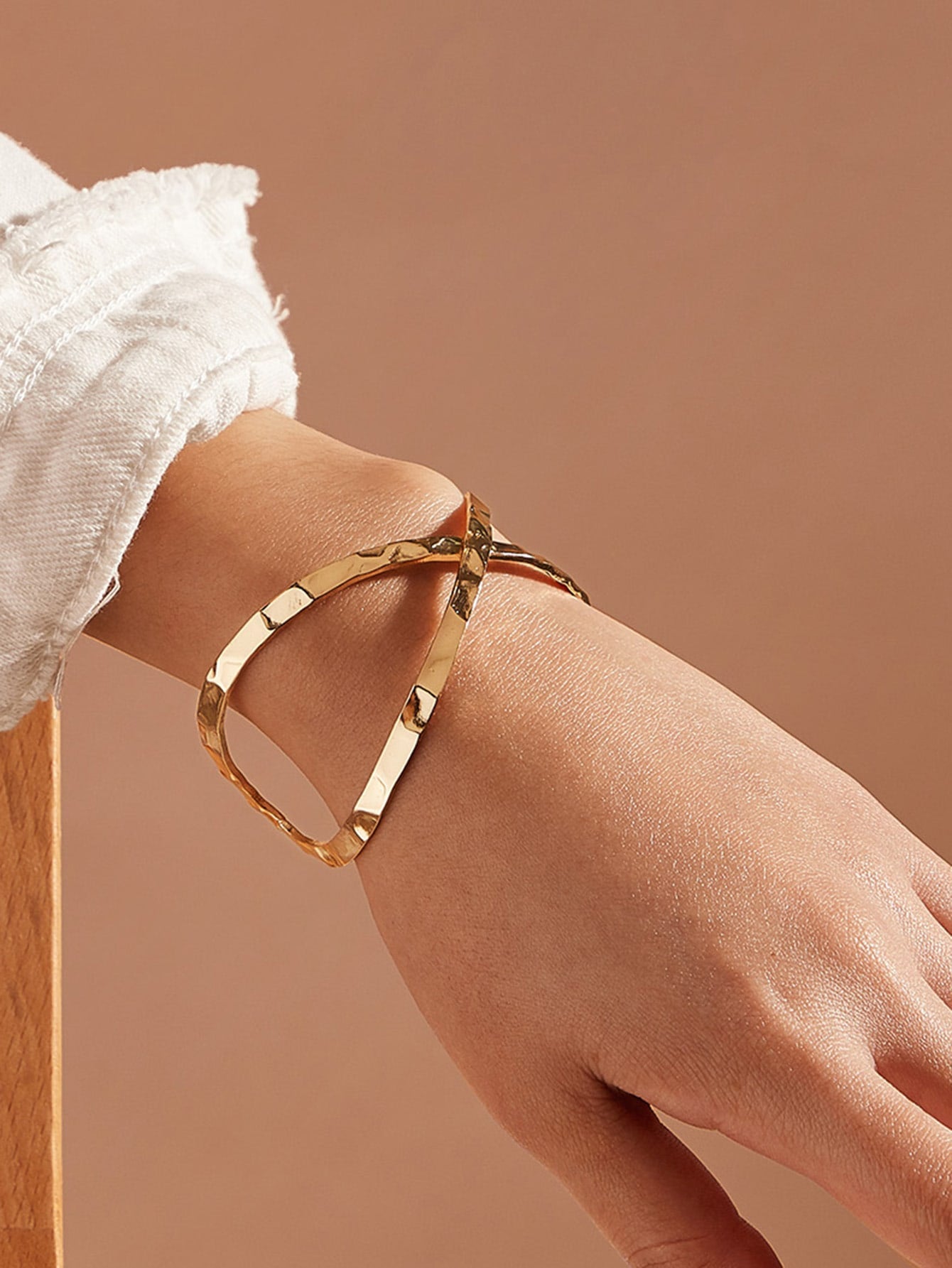 Glossy Gold Open Cuff Statement Bracelet