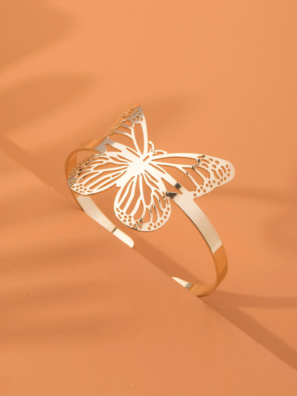 Glossy Gold Open Cuff Statement Bracelet