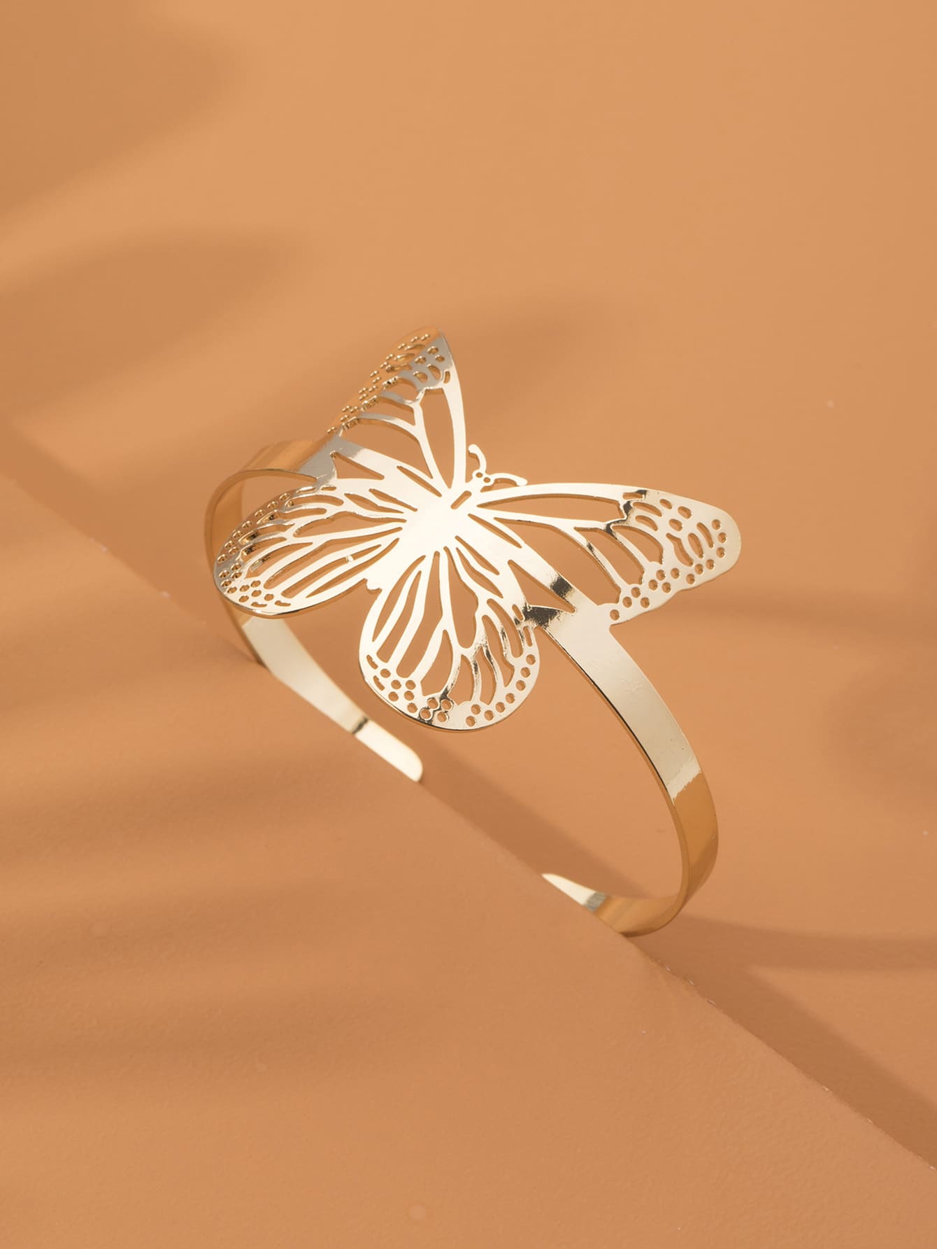 Glossy Gold Open Cuff Statement Bracelet