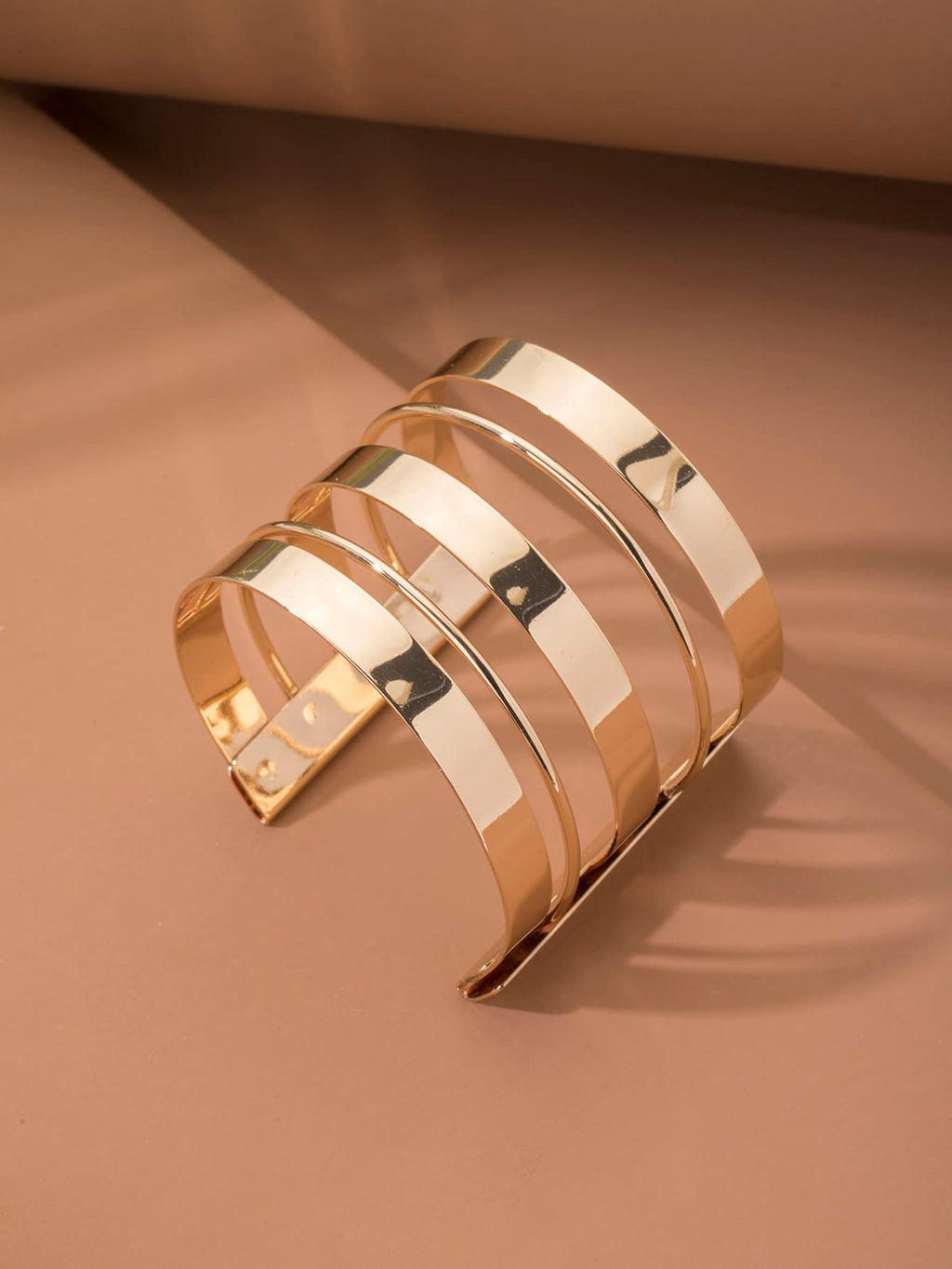 Glossy Gold Open Cuff Statement Bracelet