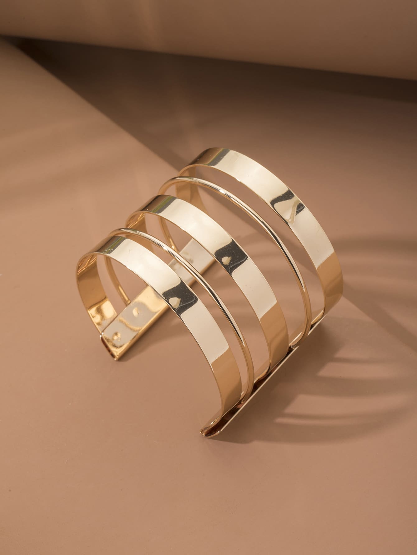 Glossy Gold Open Cuff Statement Bracelet