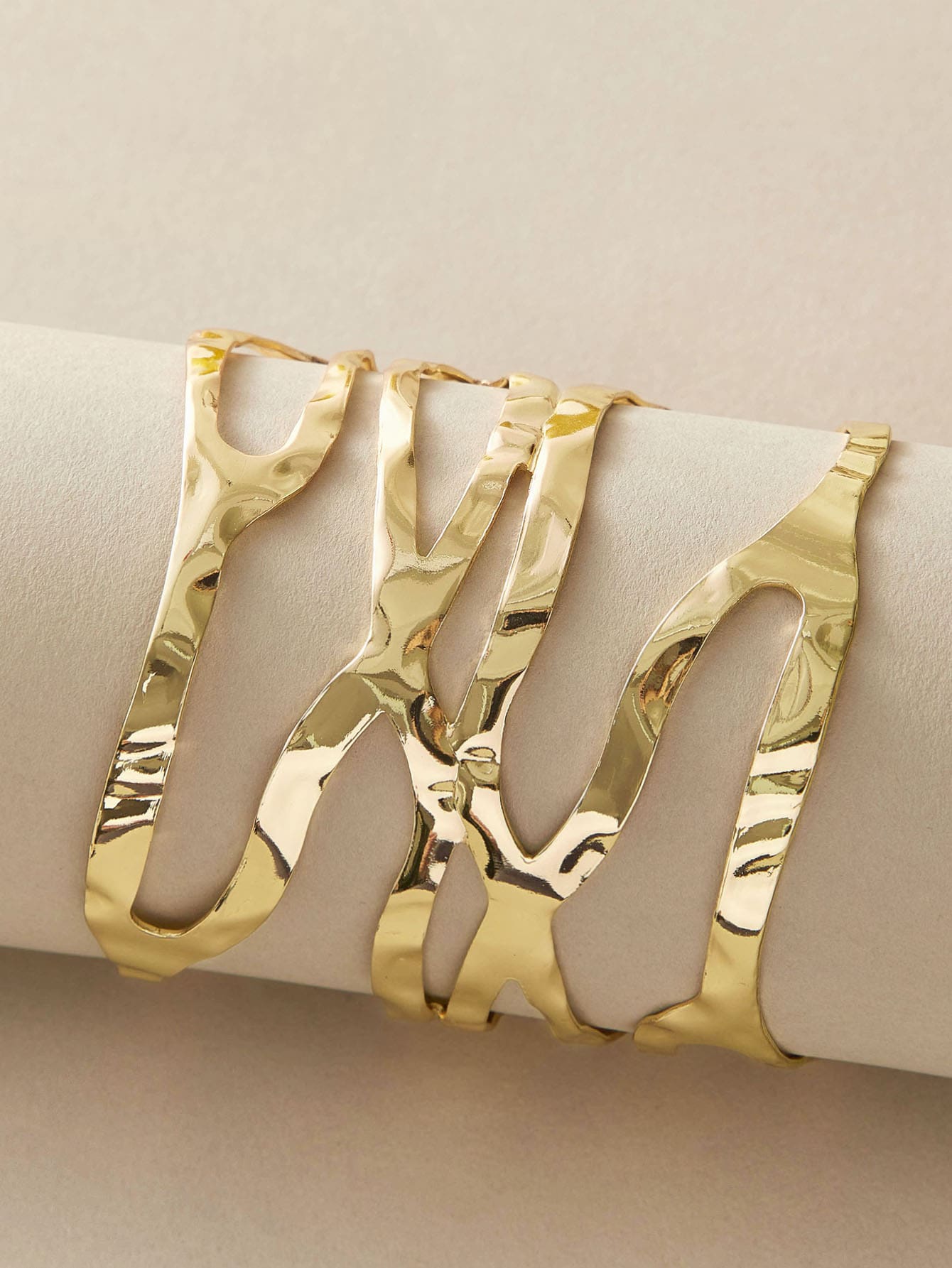 Glossy Gold Open Cuff Statement Bracelet