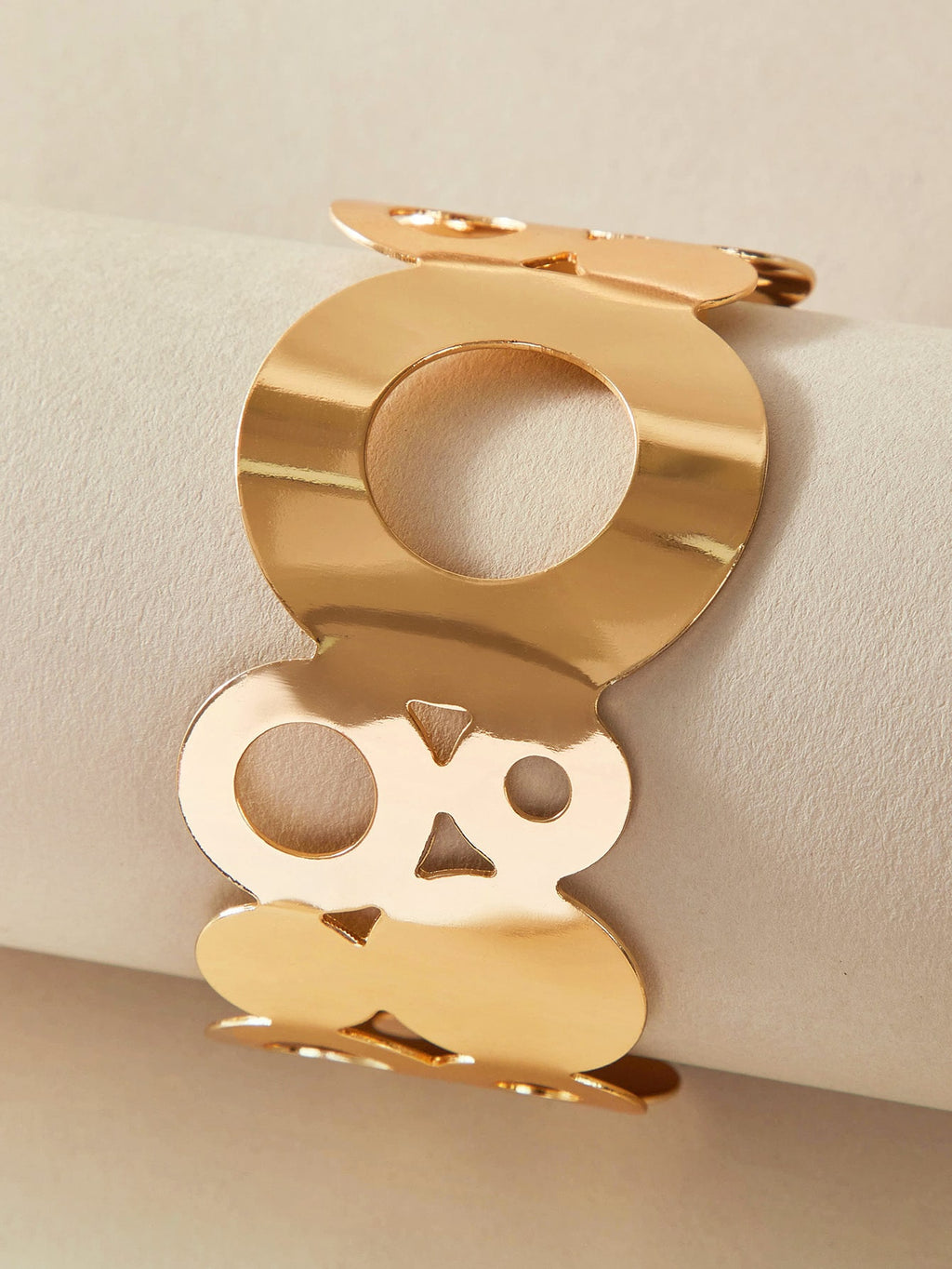 Glossy Gold Open Cuff Statement Bracelet