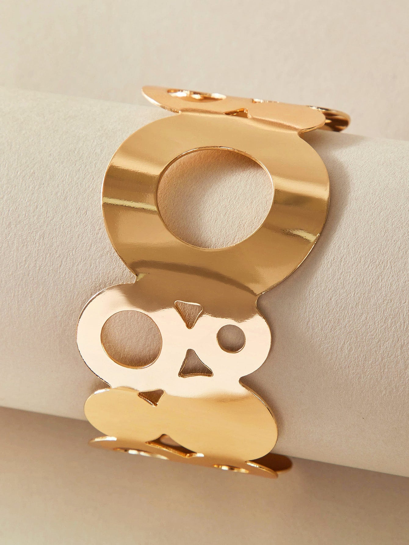 Glossy Gold Open Cuff Statement Bracelet