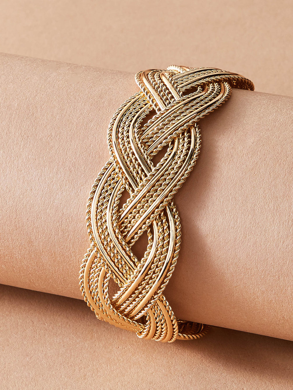 Glossy Gold Open Cuff Statement Bracelet