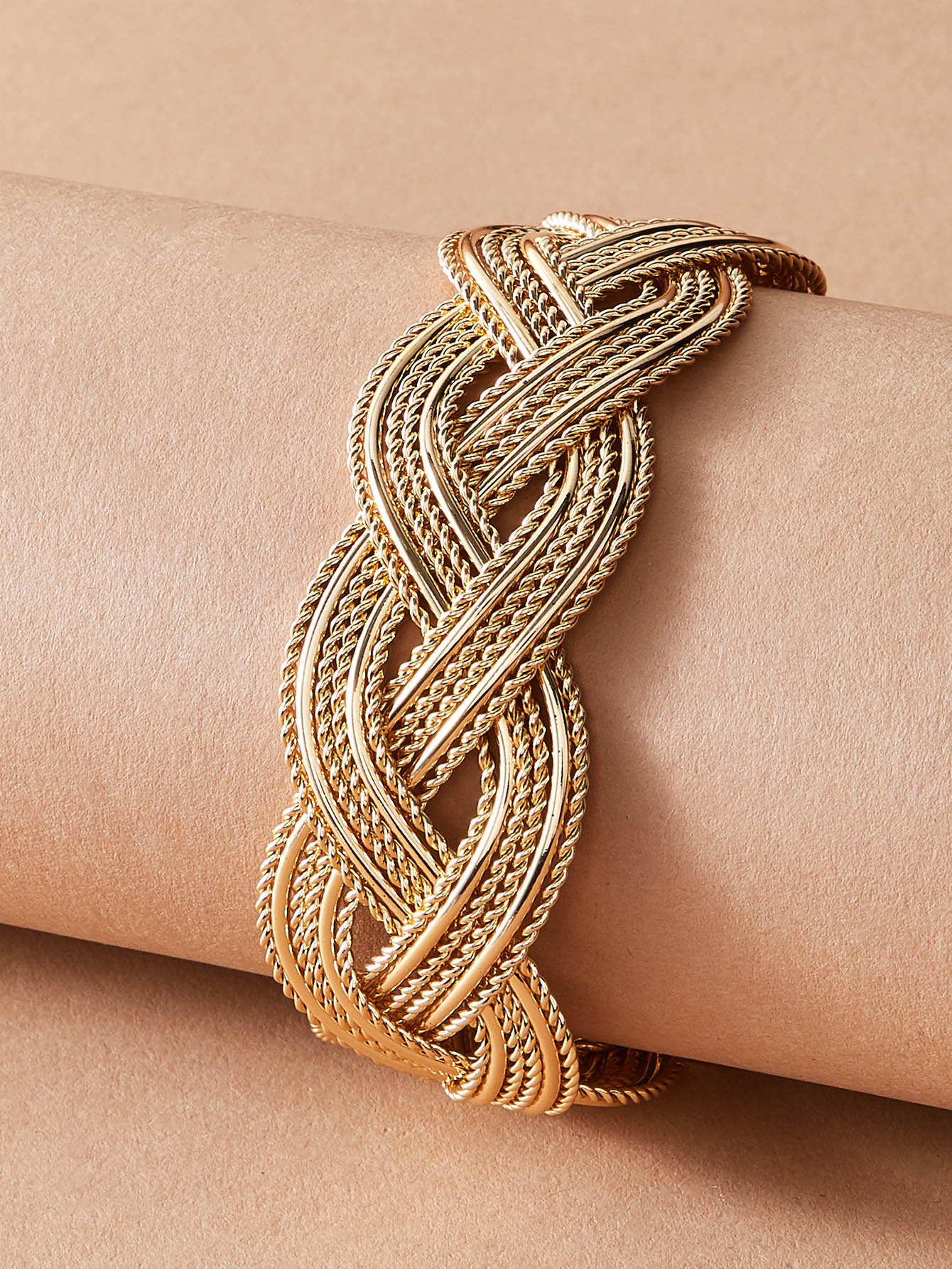 Glossy Gold Open Cuff Statement Bracelet