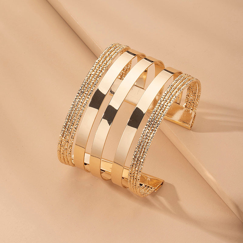 Glossy Gold Open Cuff Statement Bracelet