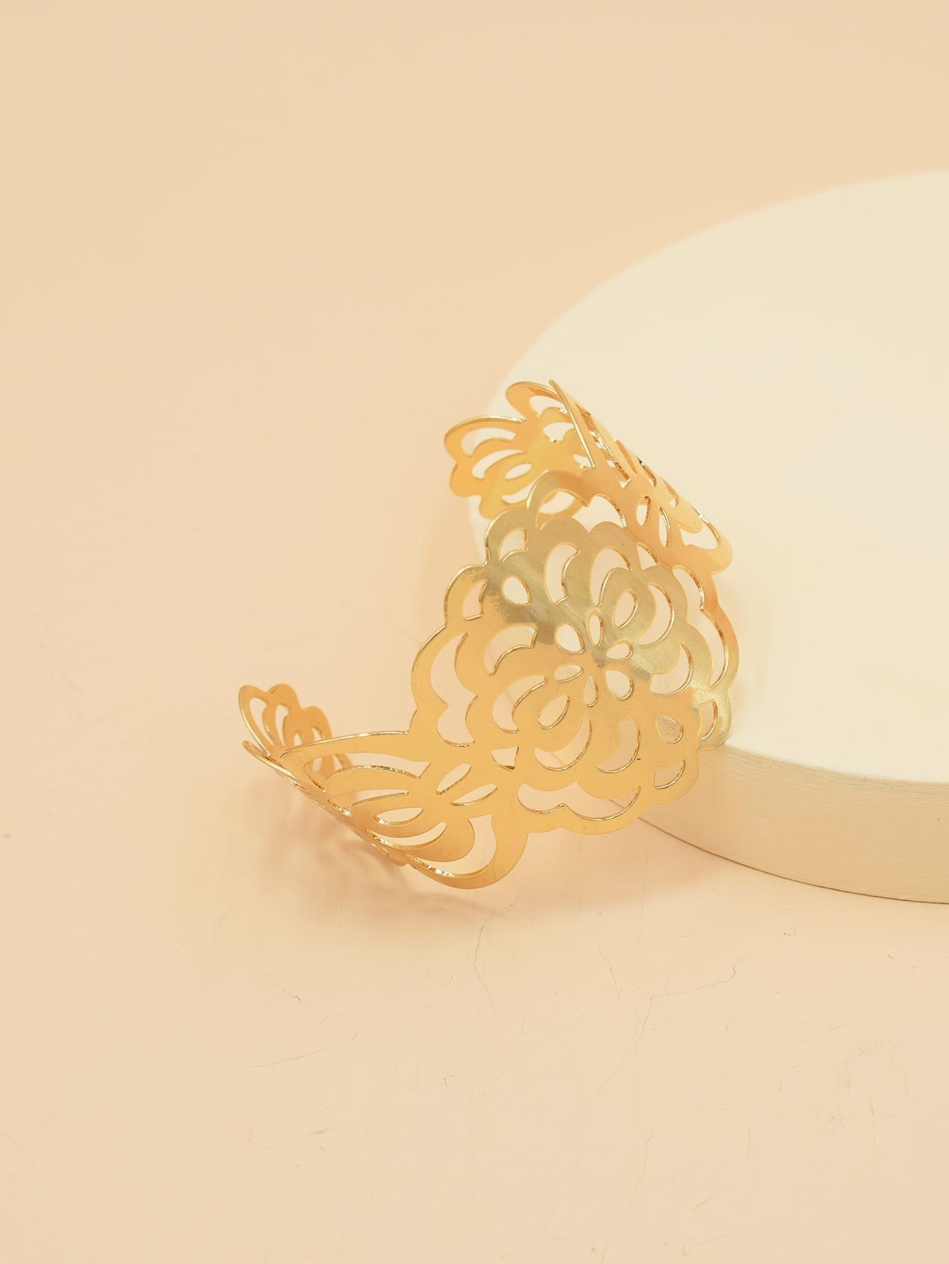Glossy Gold Open Cuff Statement Bracelet