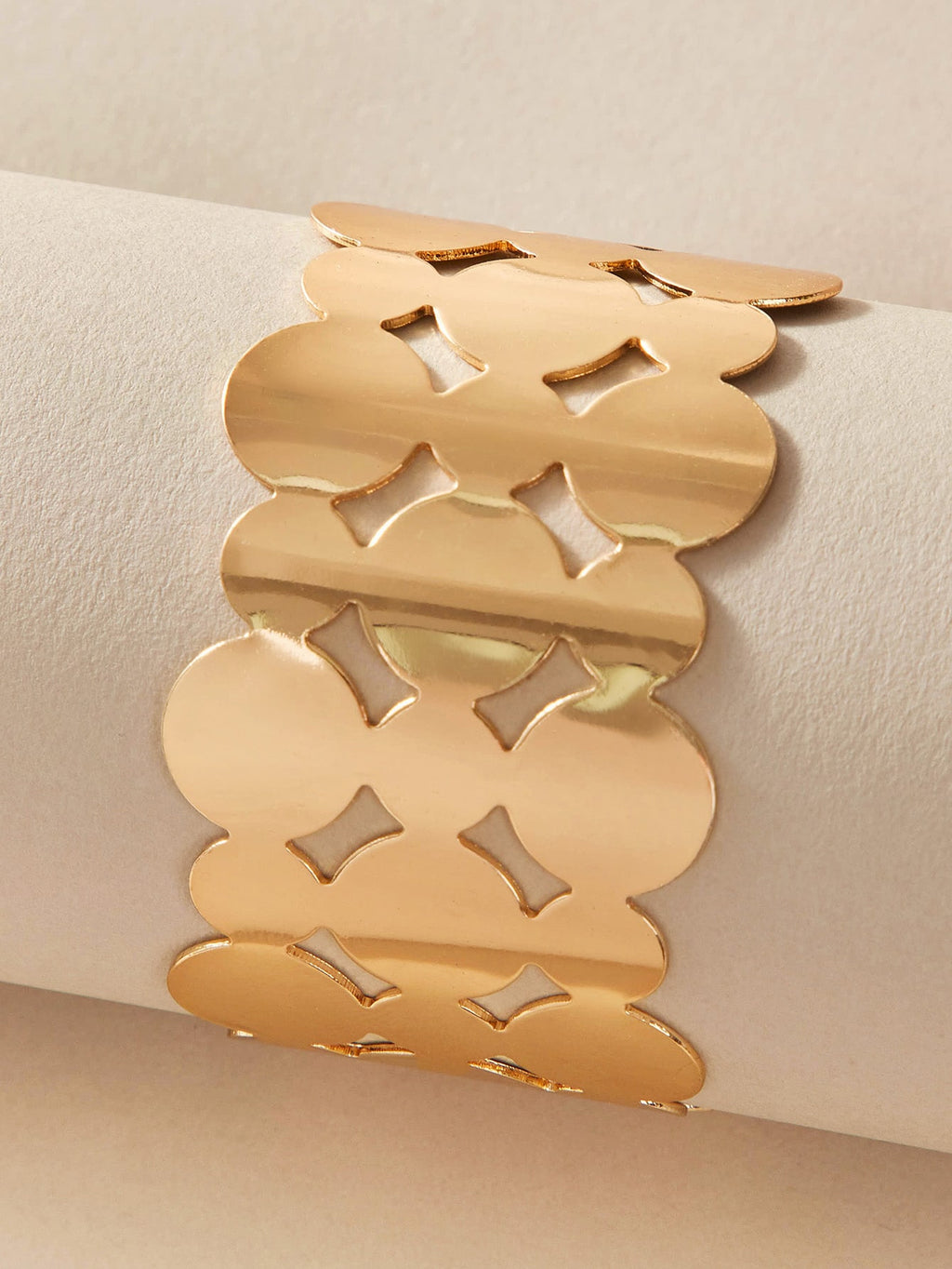Glossy Gold Open Cuff Statement Bracelet