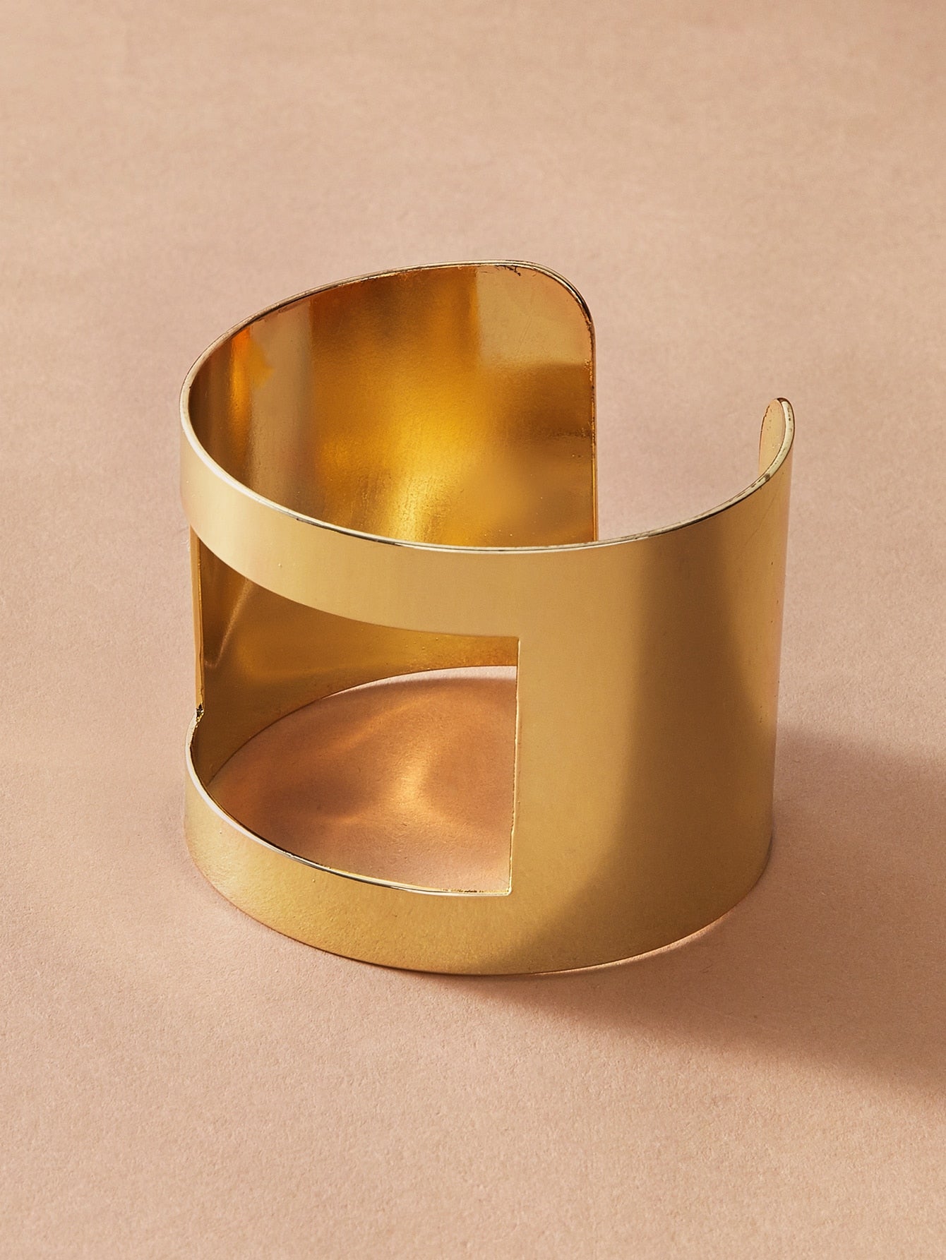 Glossy Gold Open Cuff Statement Bracelet