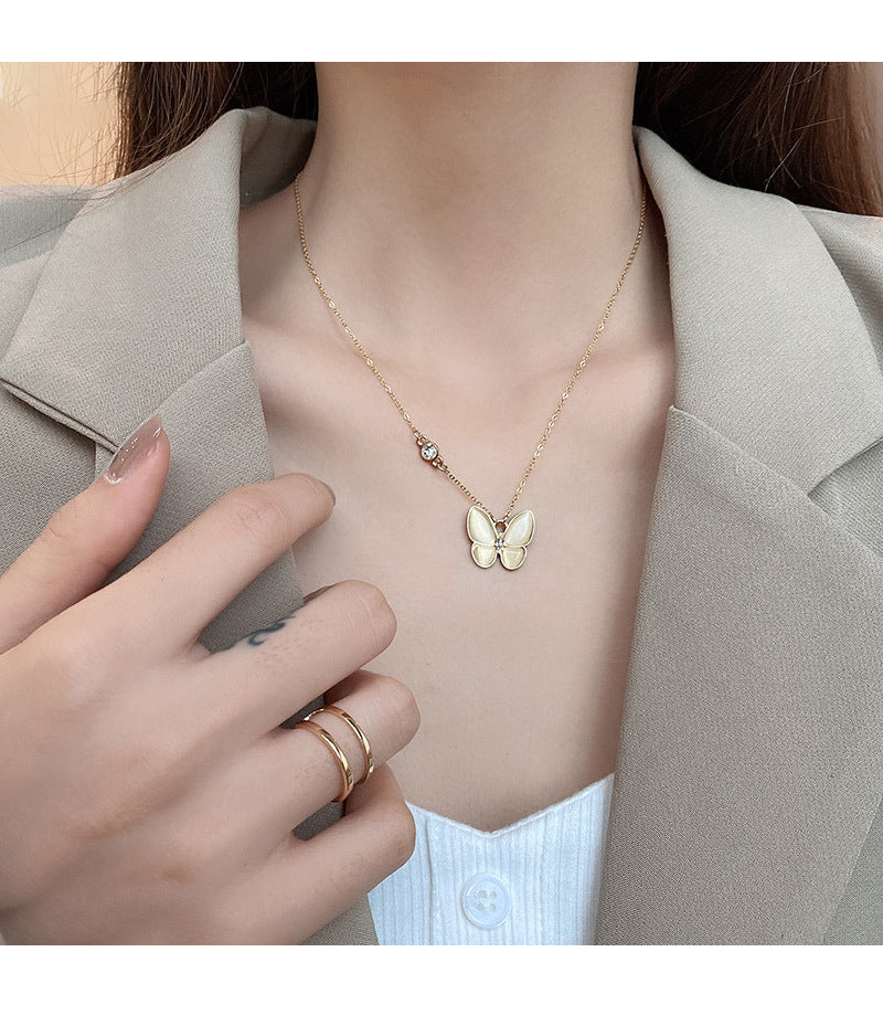Lunaria Opal Butterfly Necklace