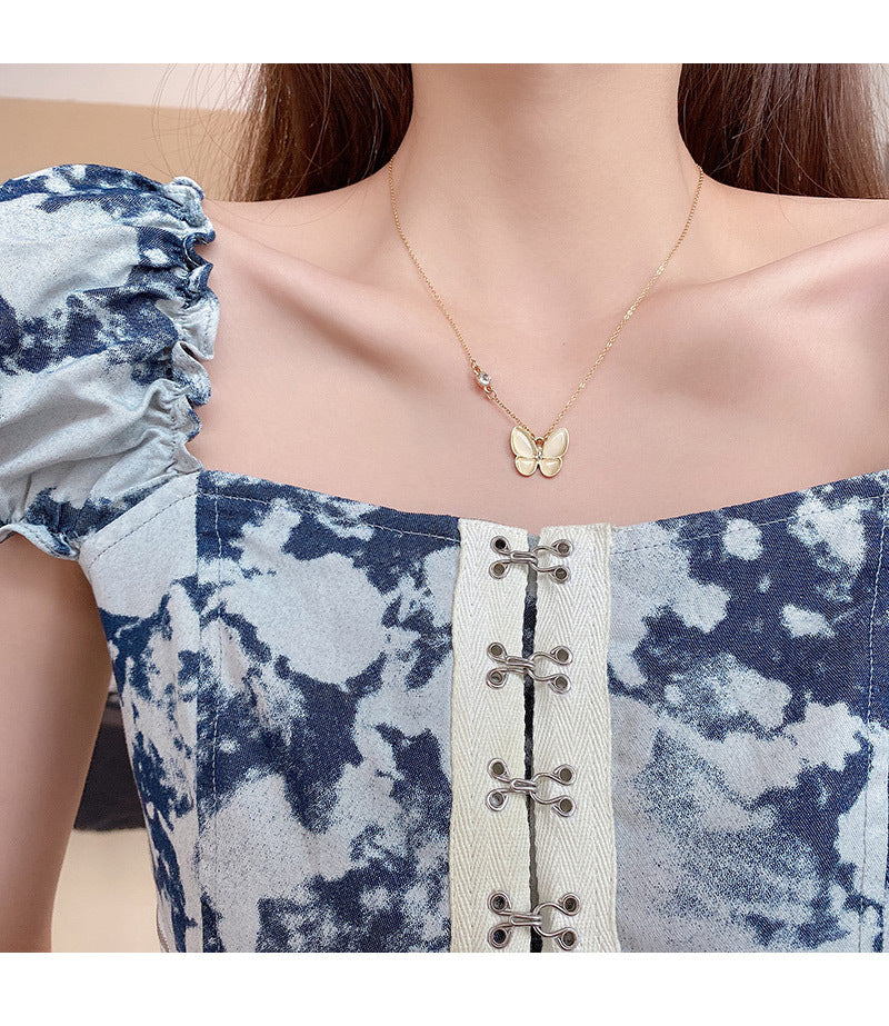 Lunaria Opal Butterfly Necklace