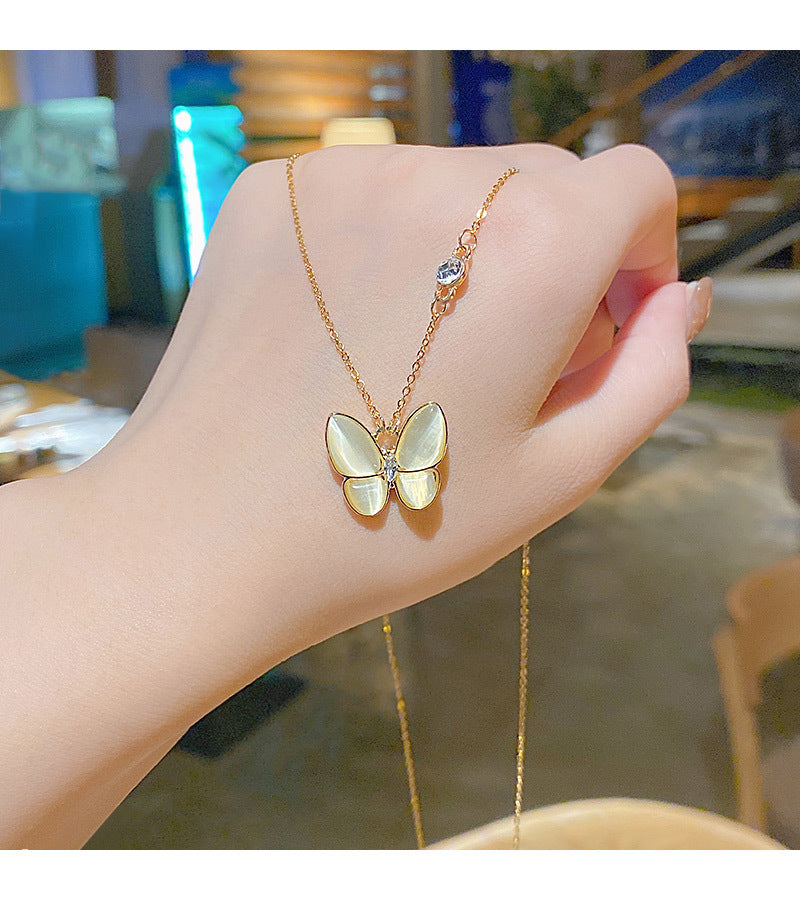 Lunaria Opal Butterfly Necklace