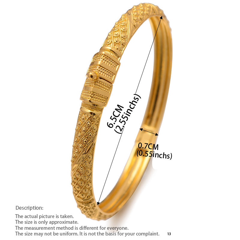 24K Gold Color Ethiopian Style Bangles (4Pcs Set)