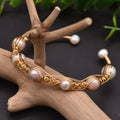 Natural Freshwater Pearl Gold Wire Wrap Bracelet