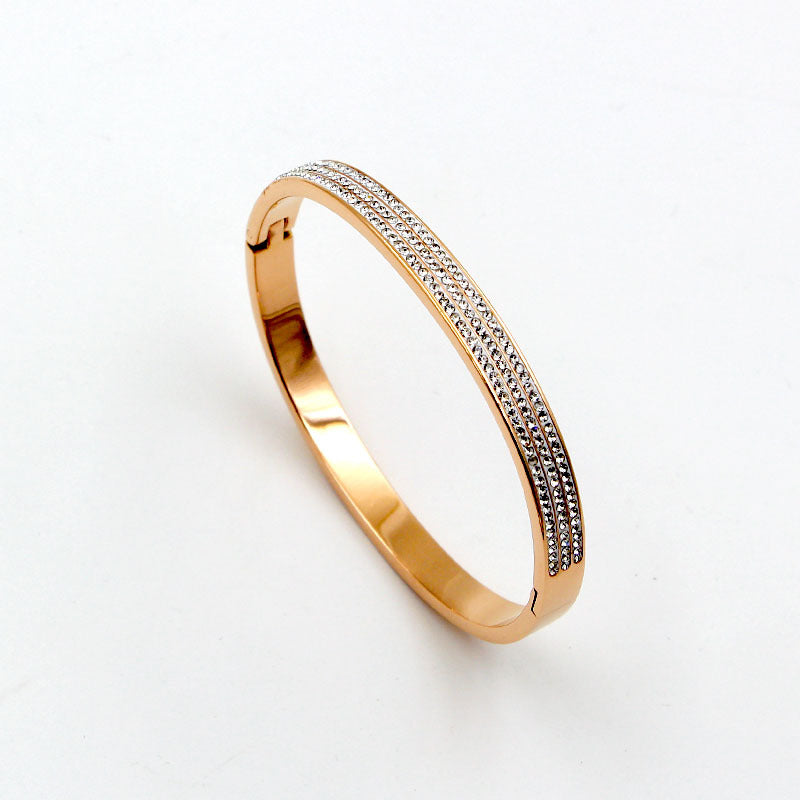 Premium Titanium Steel Crystal Inlay Bangle Bracelet