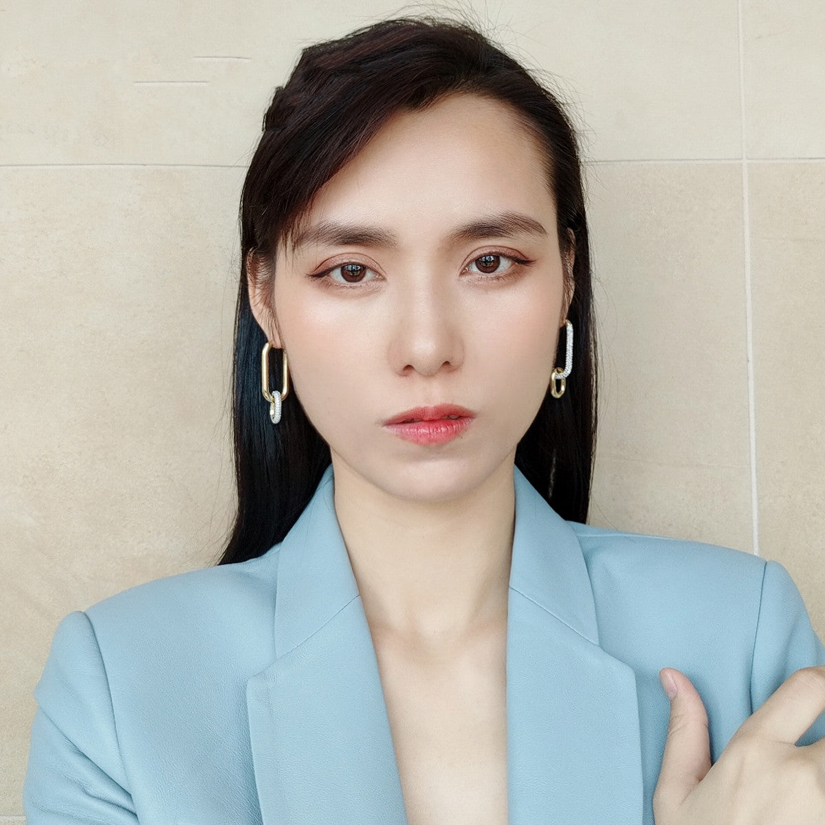 Premium Double Ring Asymmetric Earrings