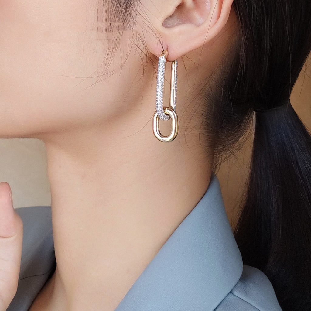 Premium Double Ring Asymmetric Earrings