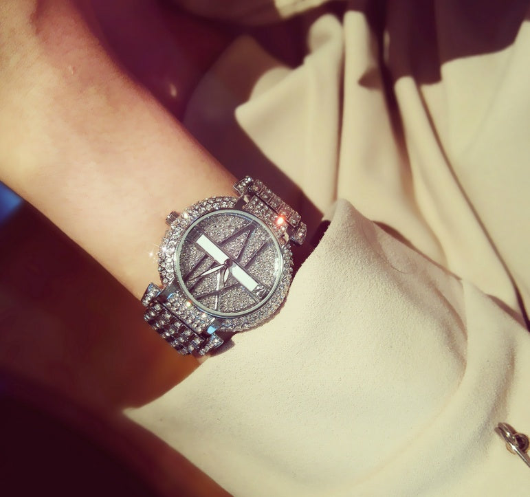AURELIA LUXE™ Celestia Diamond Crystal Premium Gold Quartz Watch
